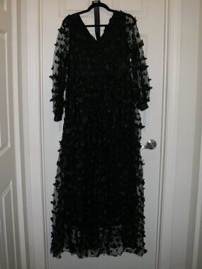 Butterfly Maxi Dress with Sheer Sleeves